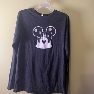 Canvas women Gray Long Sleeve Shirt with Mickey Mouse Design size medium
